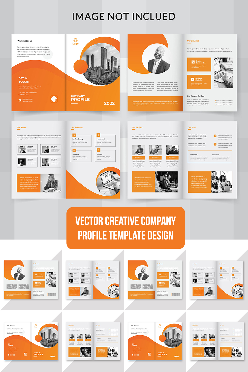 Professional company profile template design pinterest preview image.