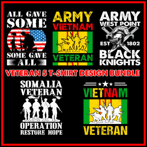 Veteran 5 T-Shirt Design Bundle cover image.