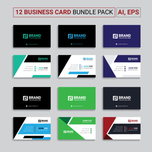 Double sided 12 Business card template bundle pack cover image.