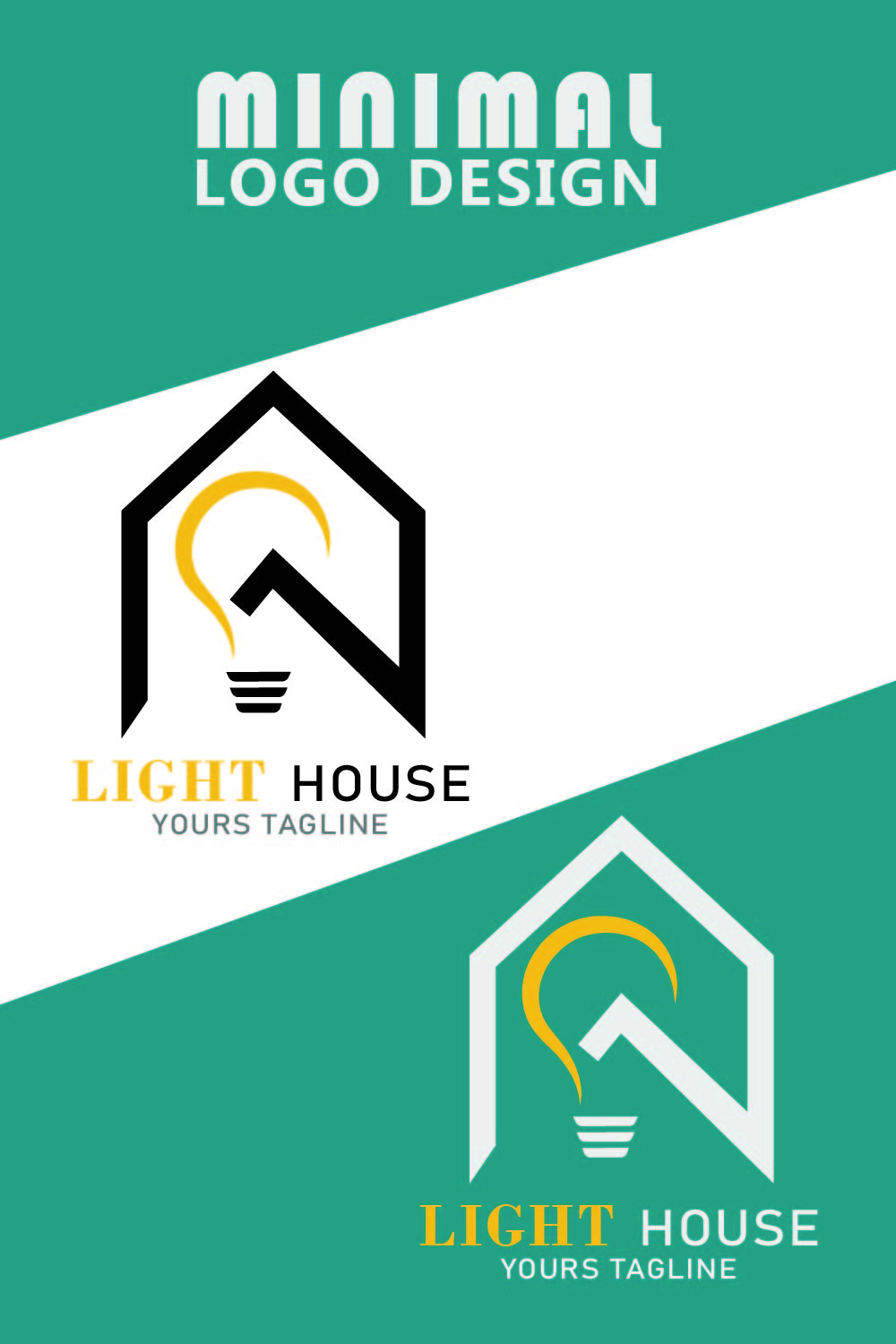 useful and unique minimal light house logo design for your company, brand and business pinterest preview image.