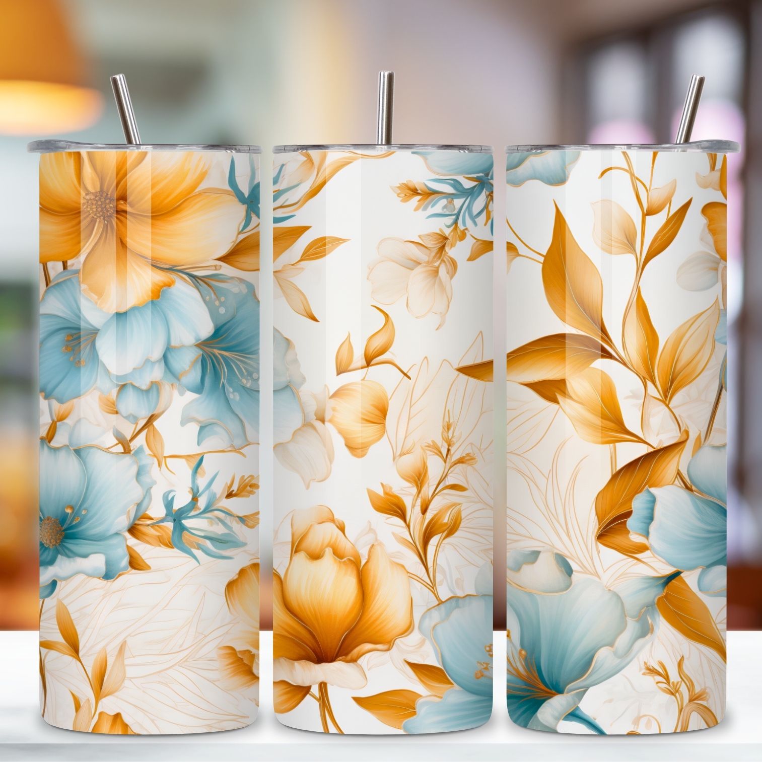 Watercolor Floral 20 oz Skinny Tumbler Wrap, Sublimation PNG, flower tumbler, mama tumblers, seamless design, skinny tumbler, sublimation tumbler, tumbler design preview image.