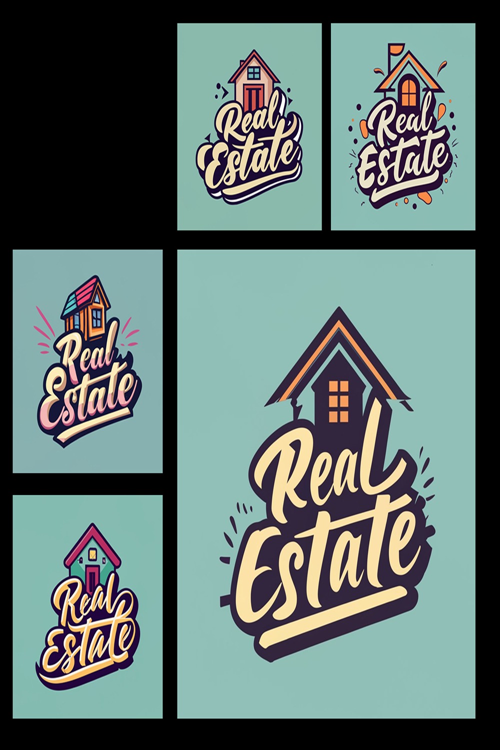 Real Estate - Cartoon Text Typography Logo = 05 pinterest preview image.