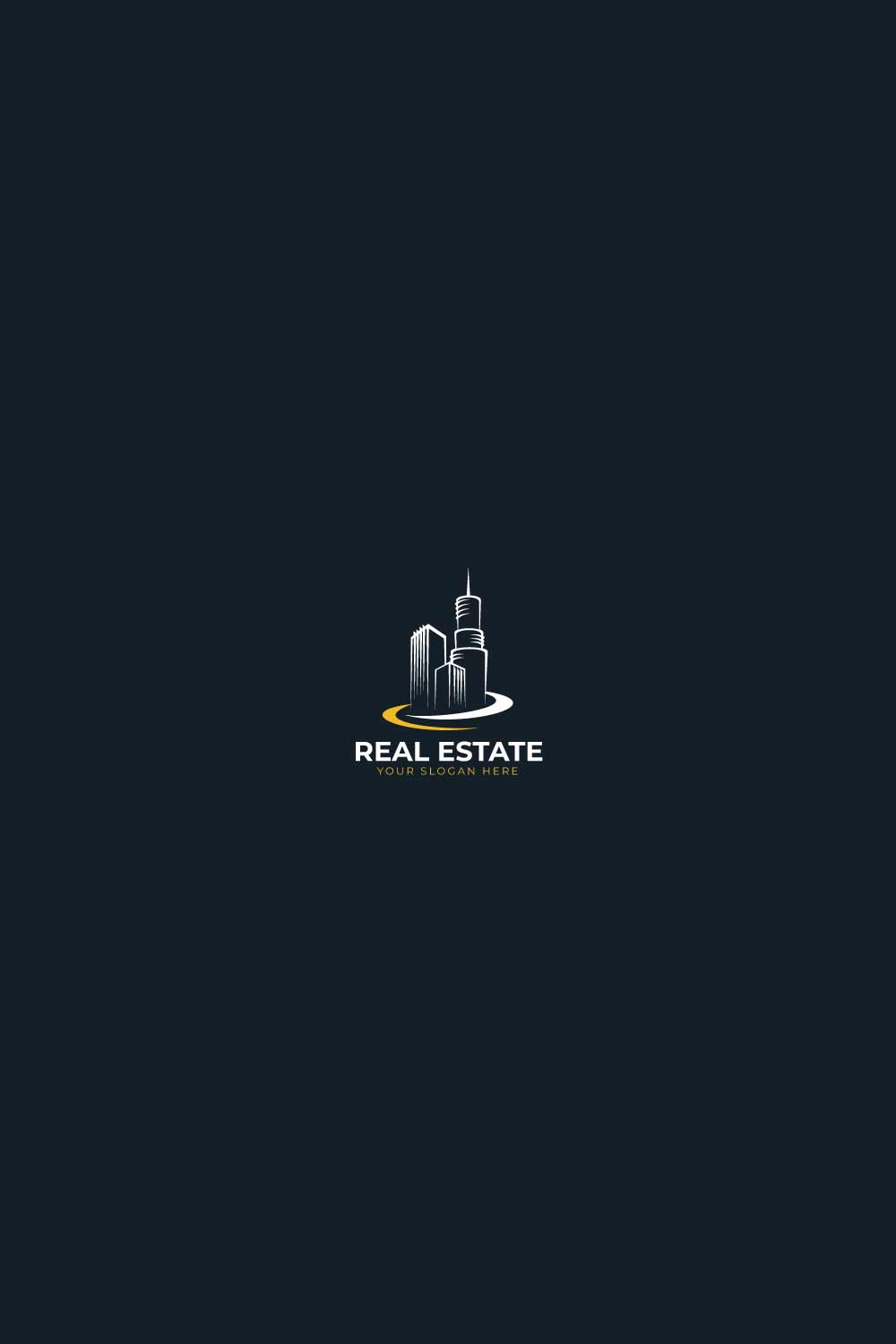 White and Yellow Professional Real Estate Business Logo pinterest preview image.