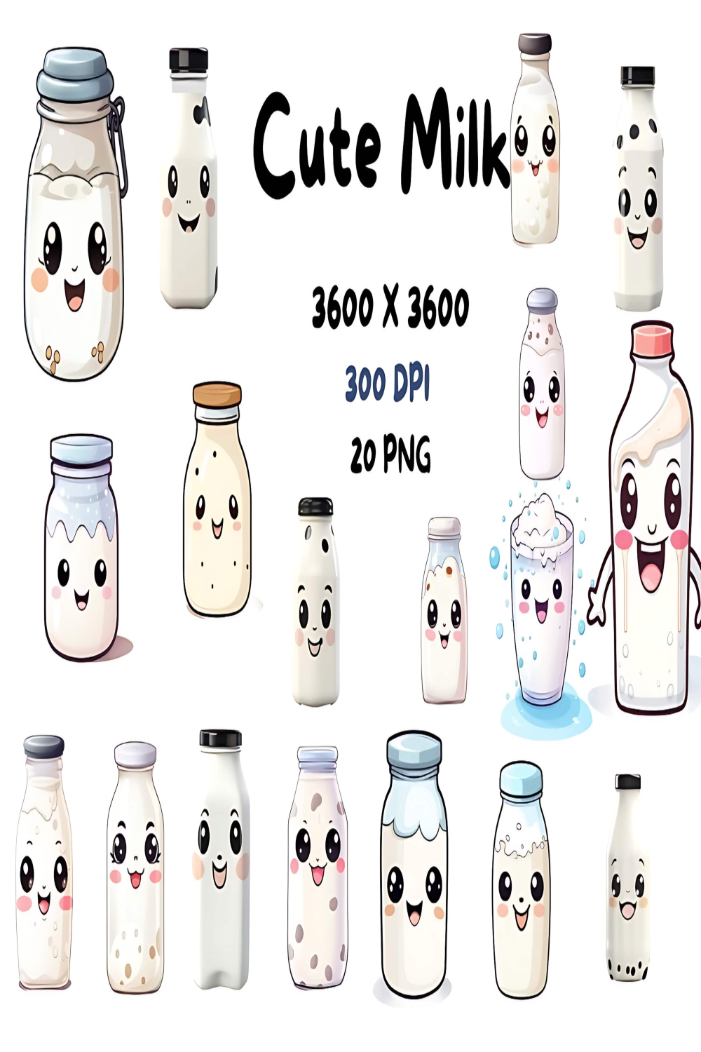 Cute Milk Clipart Sublimation pinterest preview image.