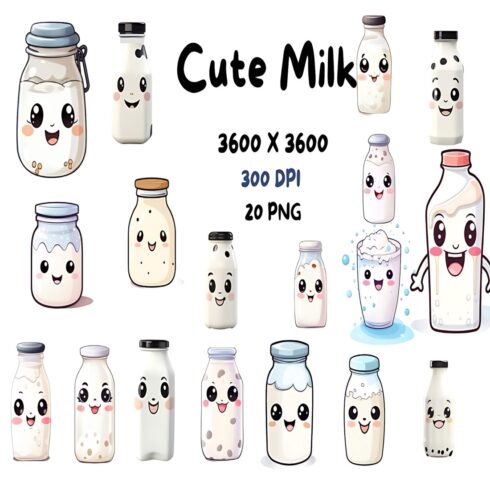 Cute Milk Clipart Sublimation cover image.