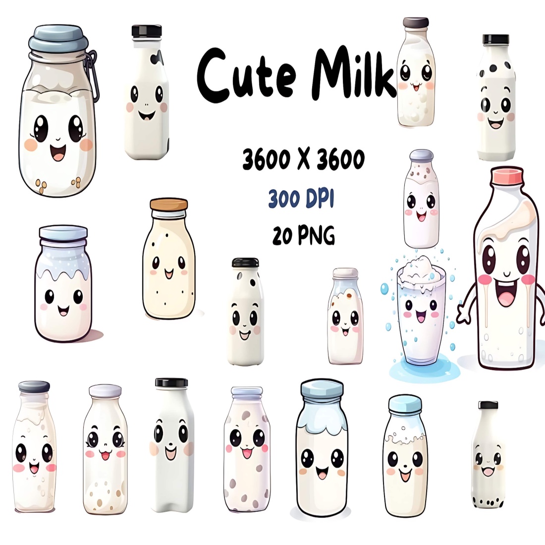 Cute Milk Clipart Sublimation cover image.