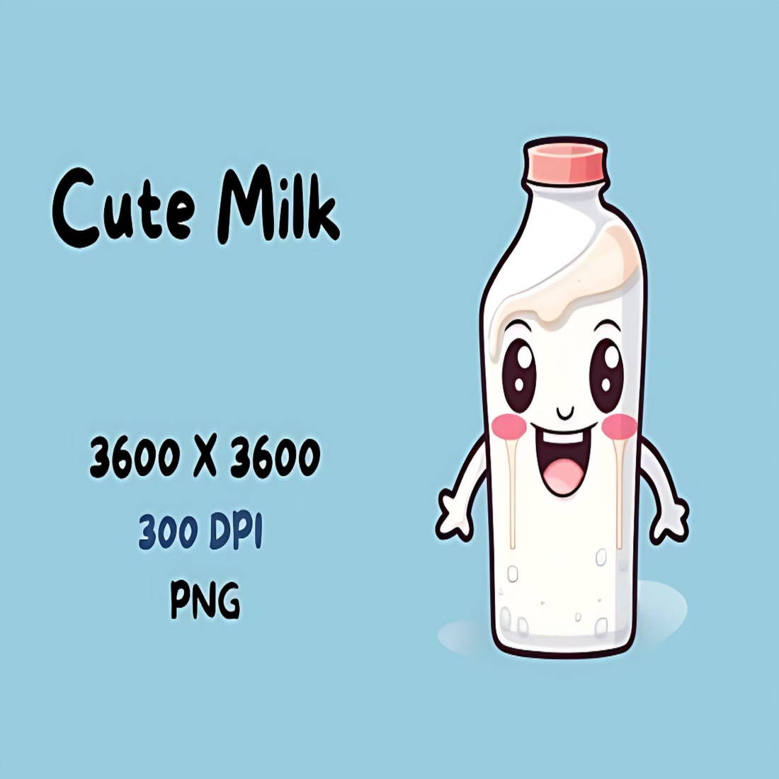 Cute Milk Clipart Sublimation preview image.