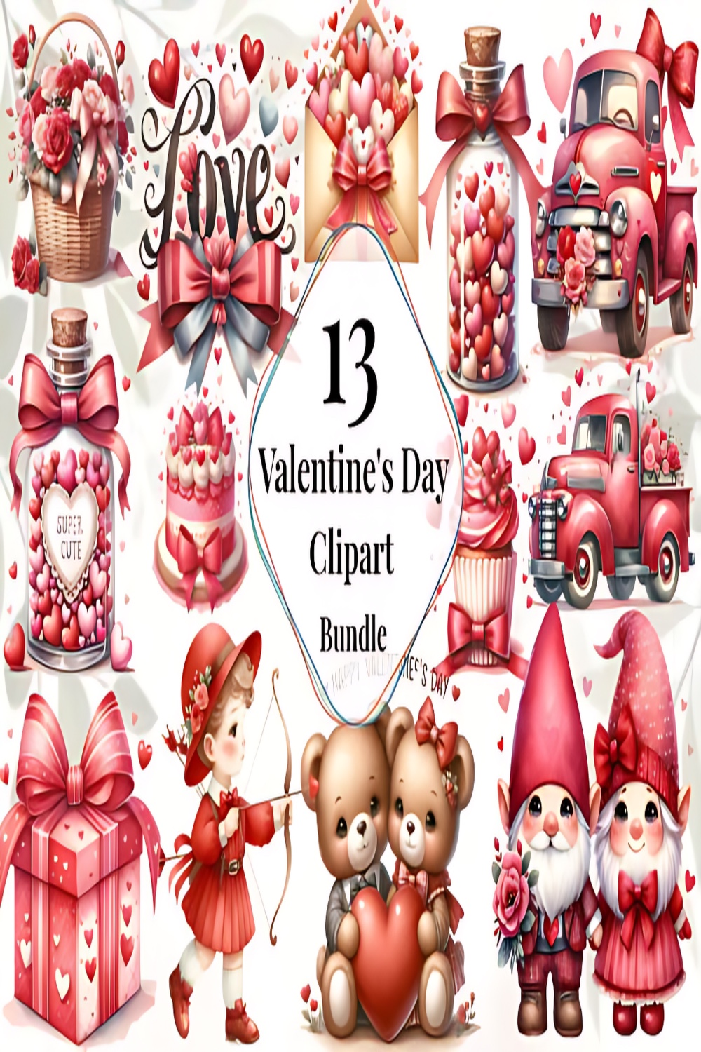 Valentine's Day Clipart Sublimation pinterest preview image.