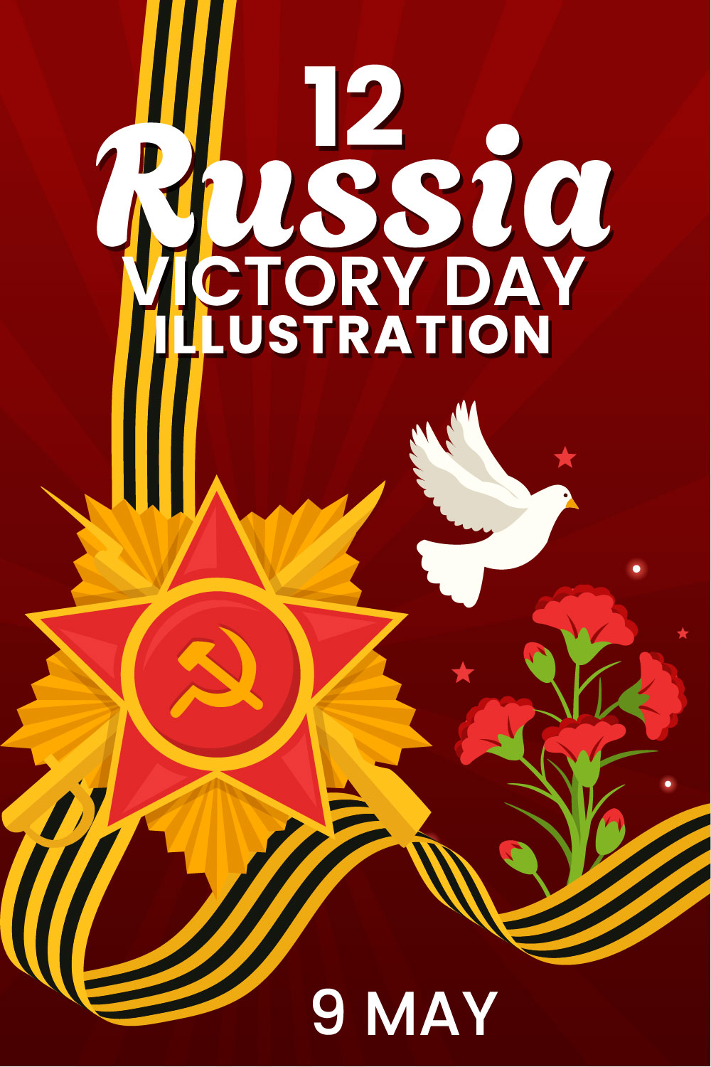 12 Russia Victory Day Illustration pinterest preview image.