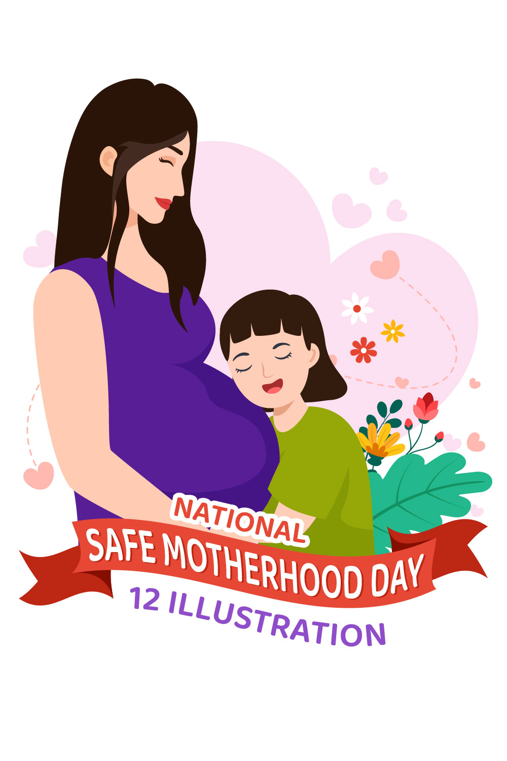 12 National Safe Motherhood Day Illustration pinterest preview image.