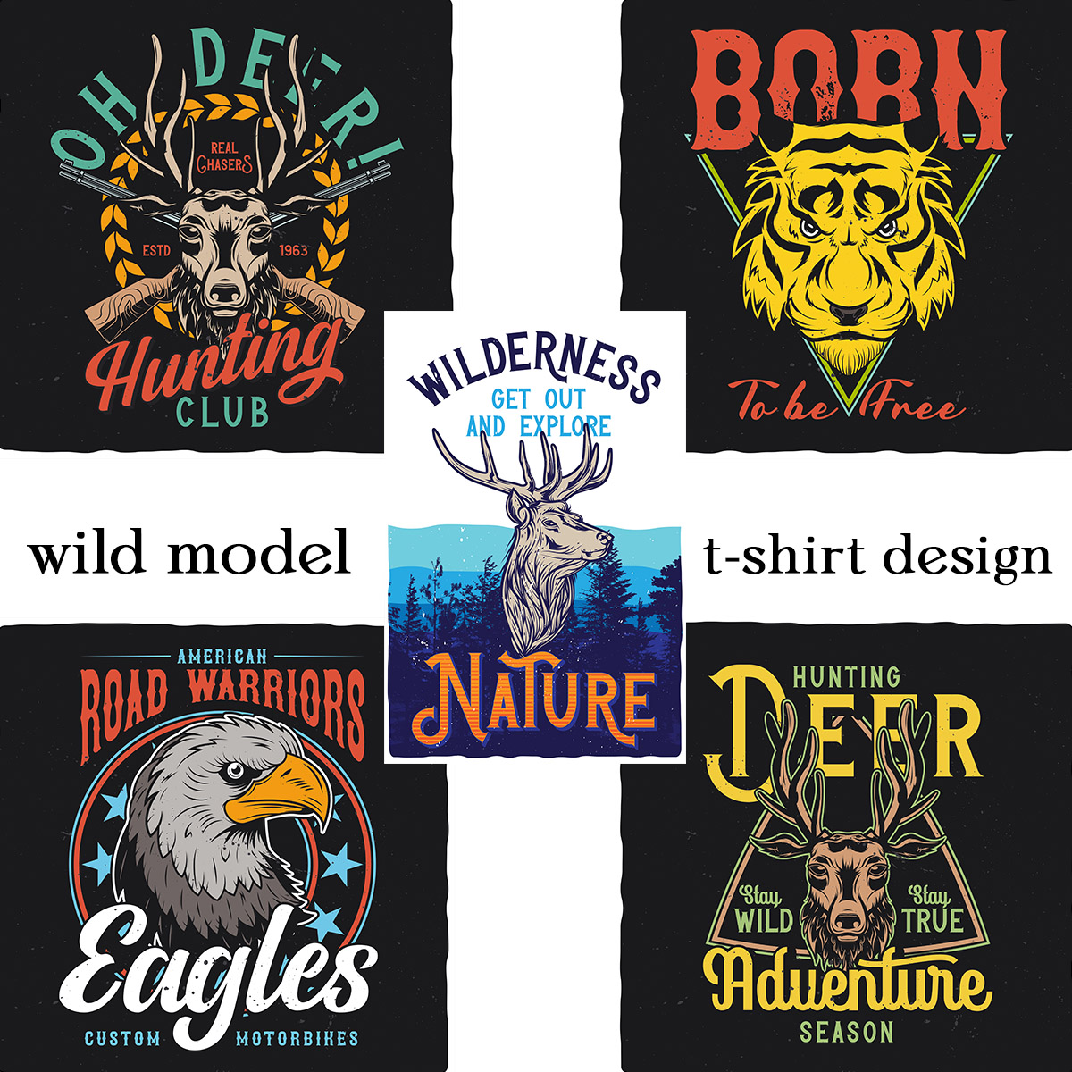 wild model t-shirt designs for printing purpose cover image.