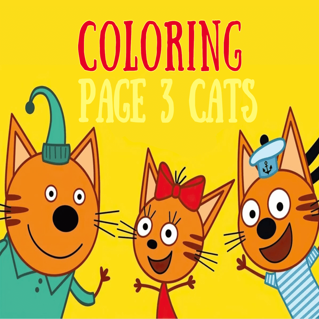 The Three Cats Coloring Book preview image.