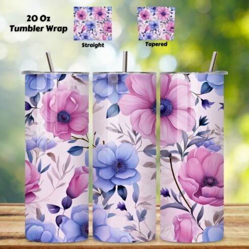 Flower Tumbler Wrap, Sublimation PNG Design, Watercolor, tumbler design, tumbler png, tumbler waterslide, tumbler wrap, wildflowers cover image.