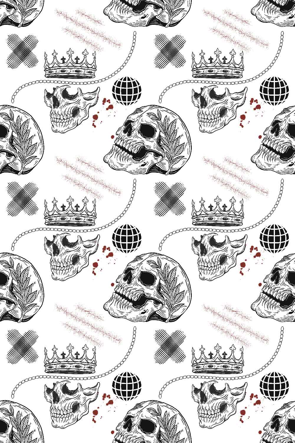 SkullSculpt New Edition in White: Premium Seamless Patterns for Stylish Woman's Apparel pinterest preview image.