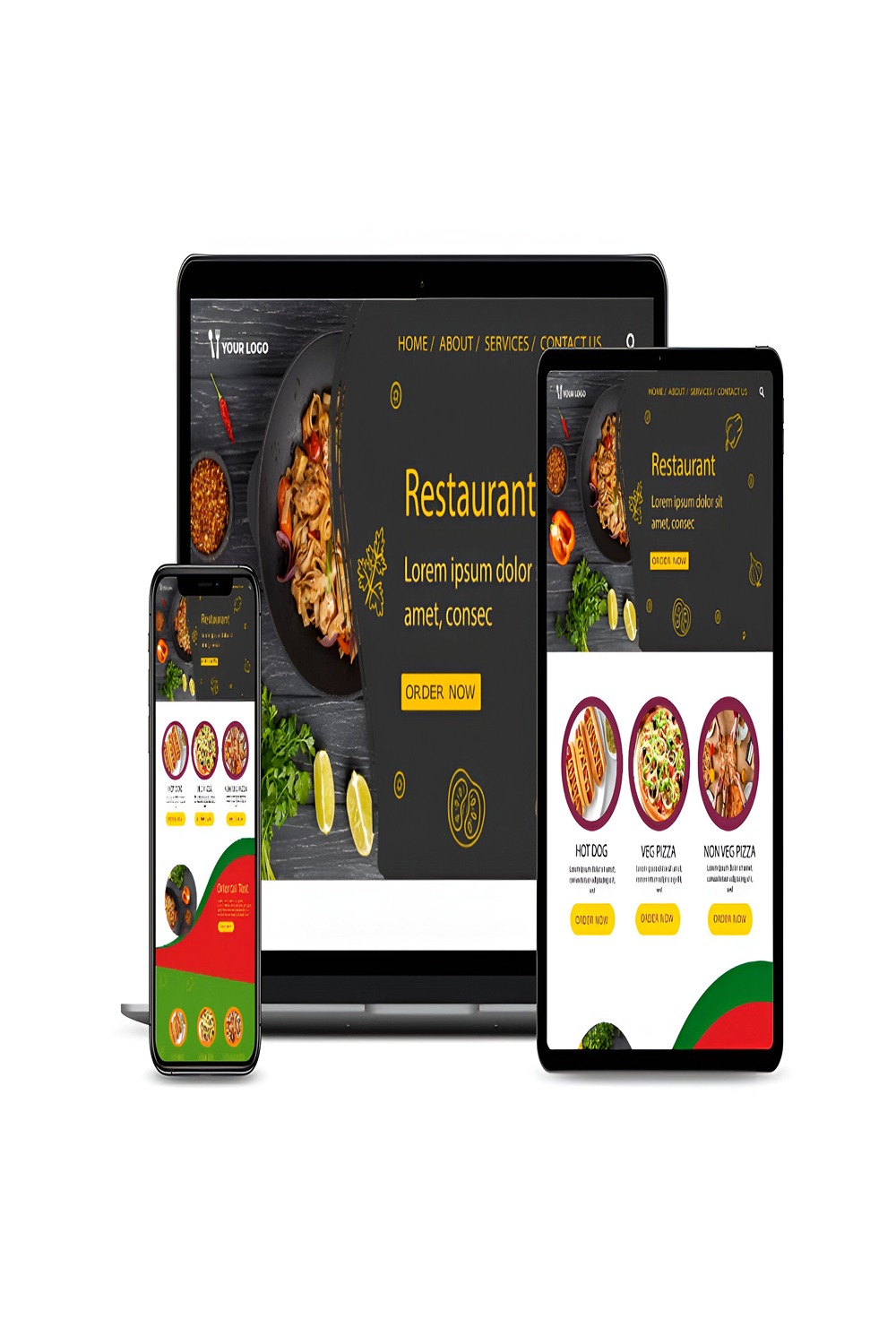 Restaurant - Website Design Template pinterest preview image.
