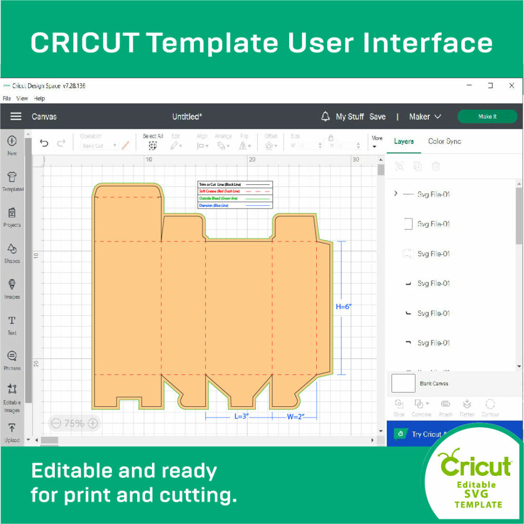 Snap Lock Box Dieline Template AI, EPS, DXF, SVG, PDF, JPG, files ...