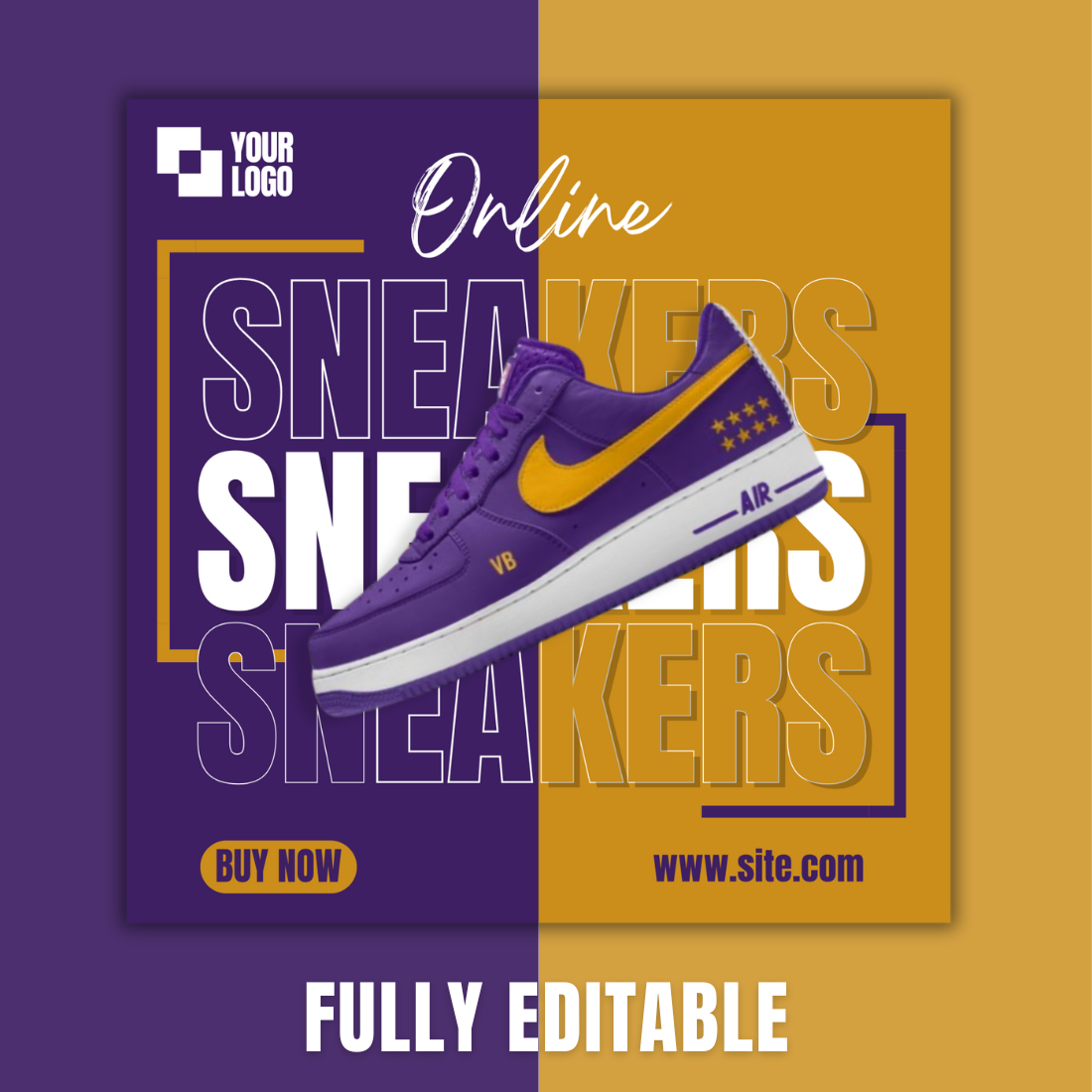 Shoes promotion template for Instagram preview image.