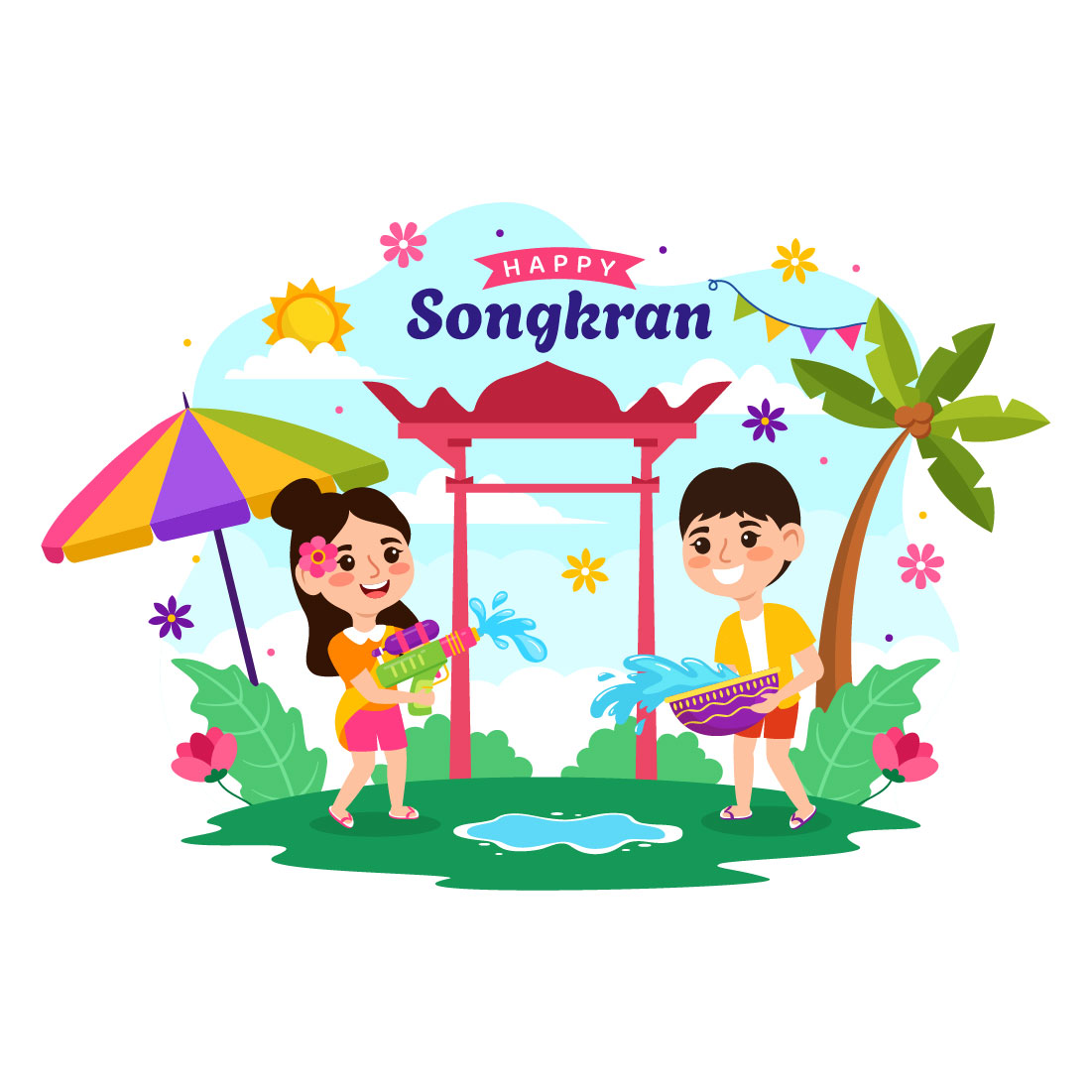 12 Songkran Festival Day Illustration preview image.