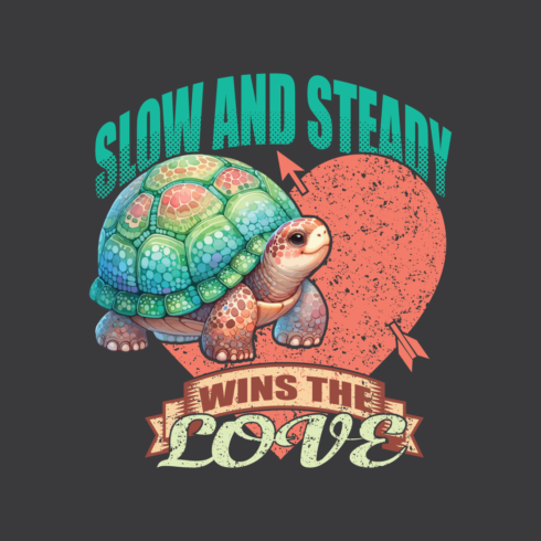 T-Shirt Design- Slow & Steady Wins The Love, Featuring Valentine Day cover image.