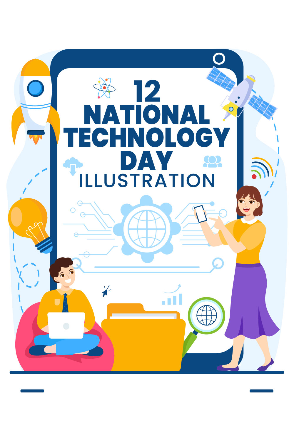 12 National Technology Day Illustration pinterest preview image.