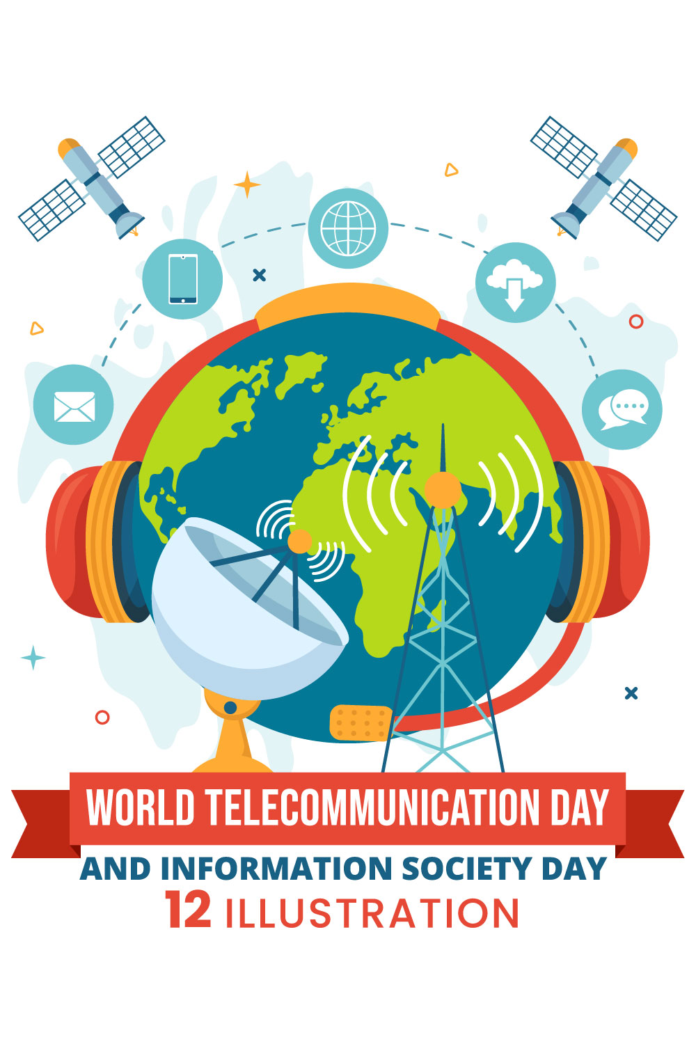 12 World Telecommunication and Information Society Day Illustration pinterest preview image.