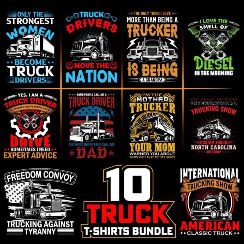World best truck t-shirt design bundle cover image.