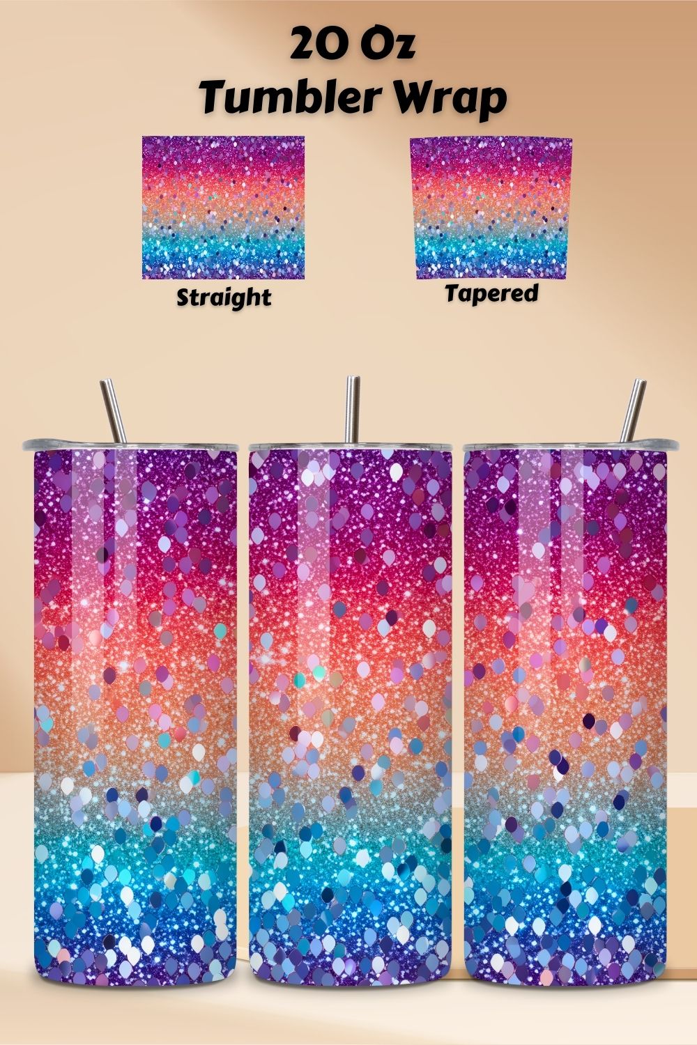 Starlight Spectrum Glitter Tumbler wrap, Seamless Wrap PNG, Glitter Ombre Tumbler Wrap, Tumbler Sublimation Design, Gradient Tumbler Png, Sparkling Glitter Tumbler pinterest preview image.