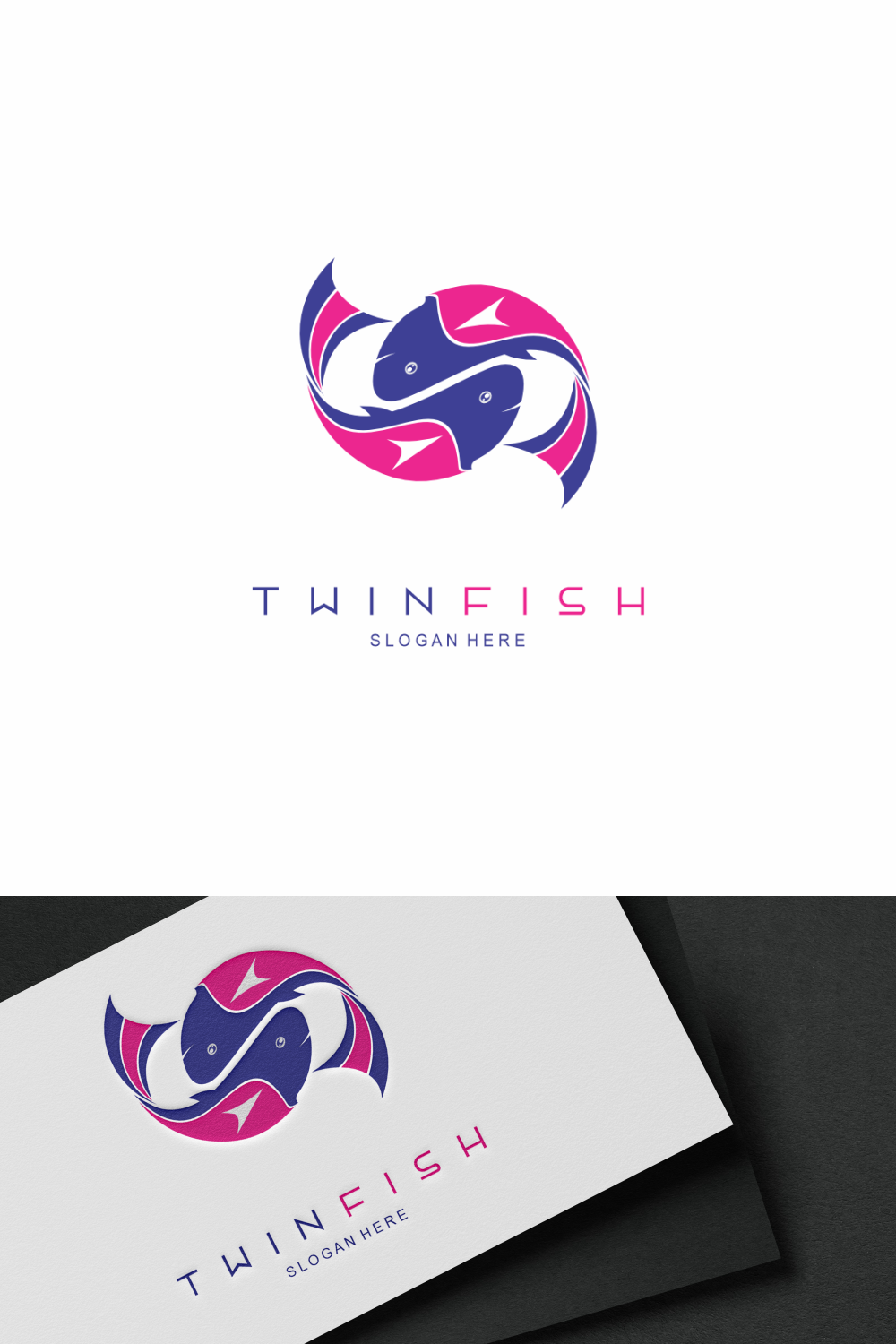 Modern Twin Fish Logo pinterest preview image.