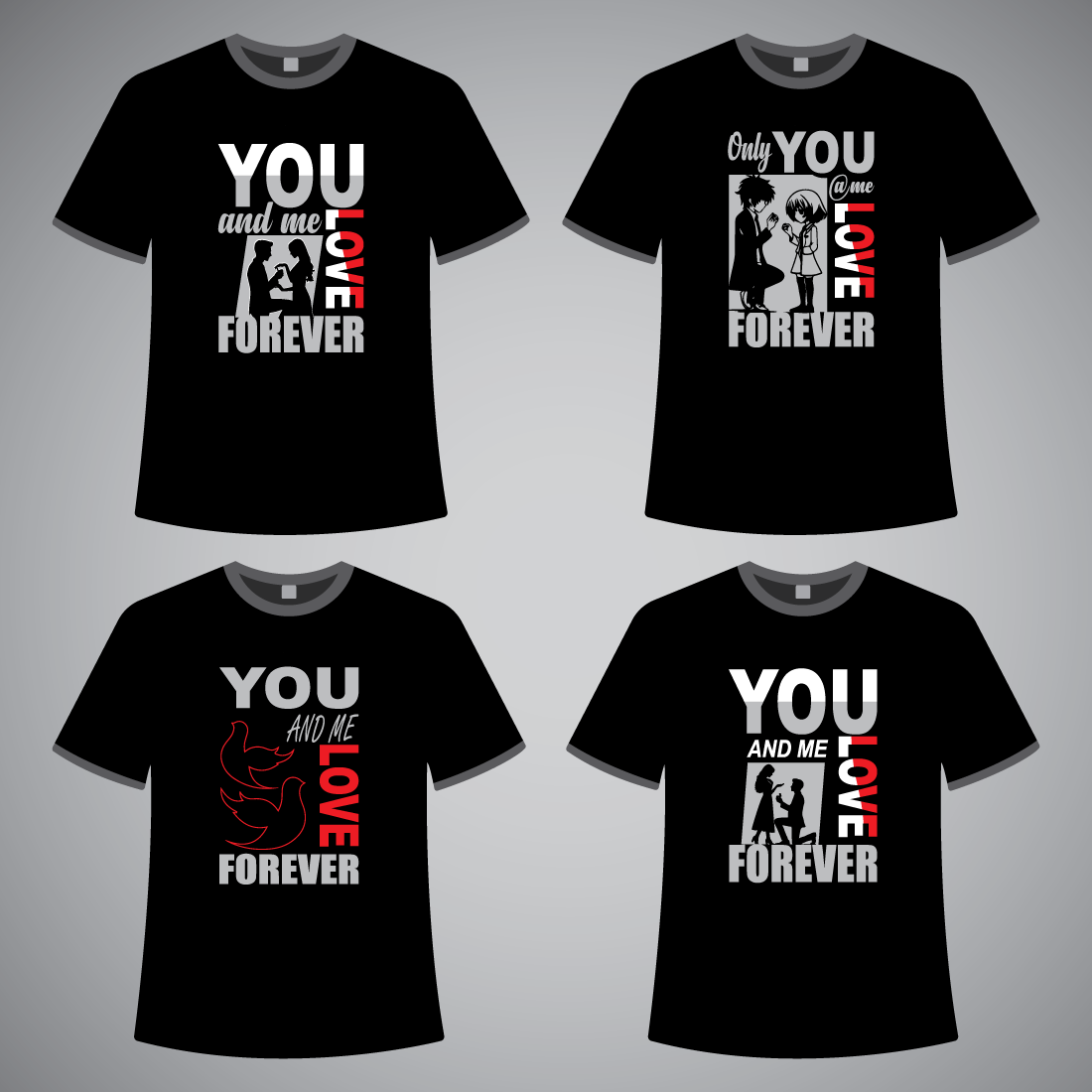 Typography T-Shirt Design, You and me Love Forever preview image.