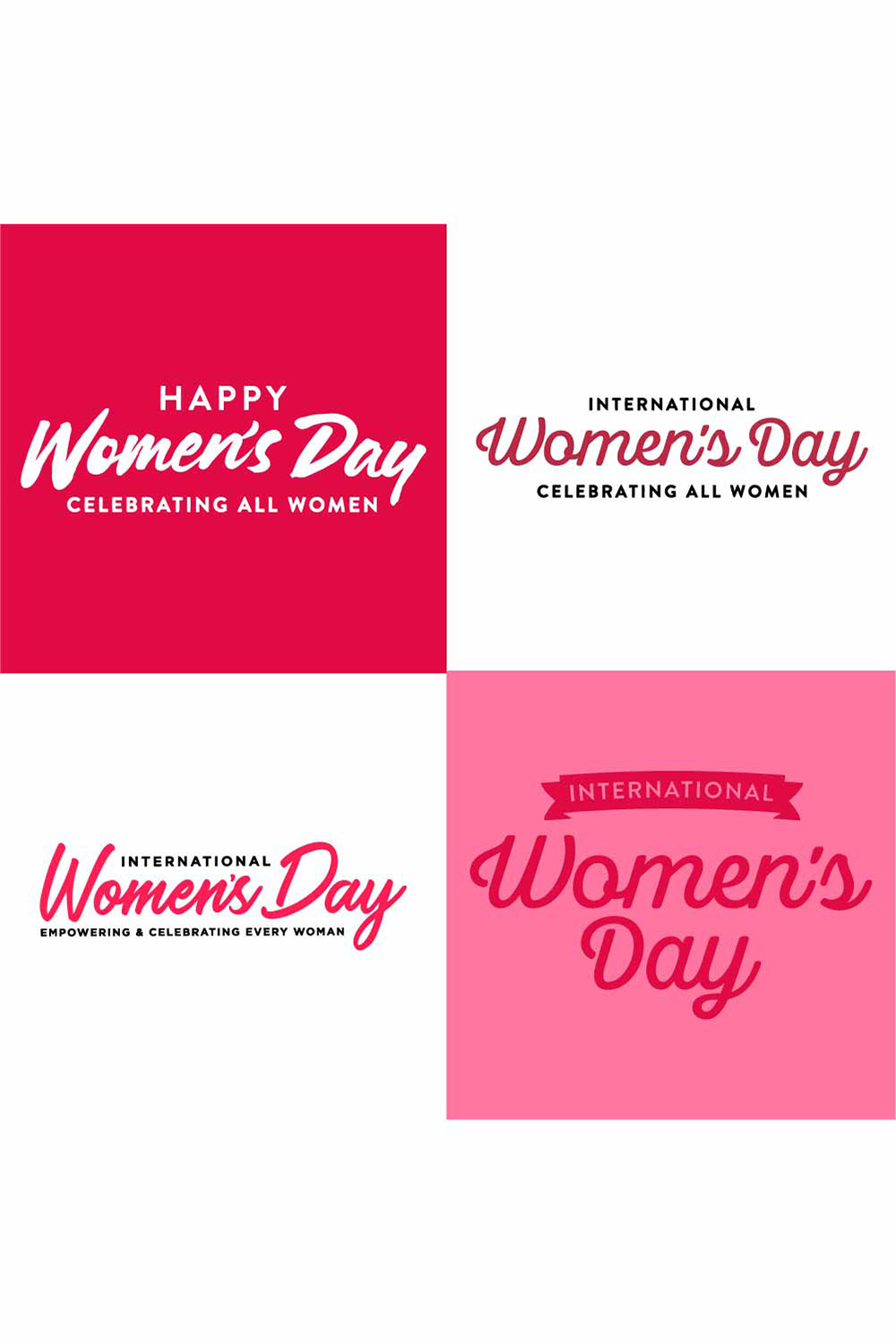 4 Bundle Women Day Text Title, Women day, vector women day typography pinterest preview image.