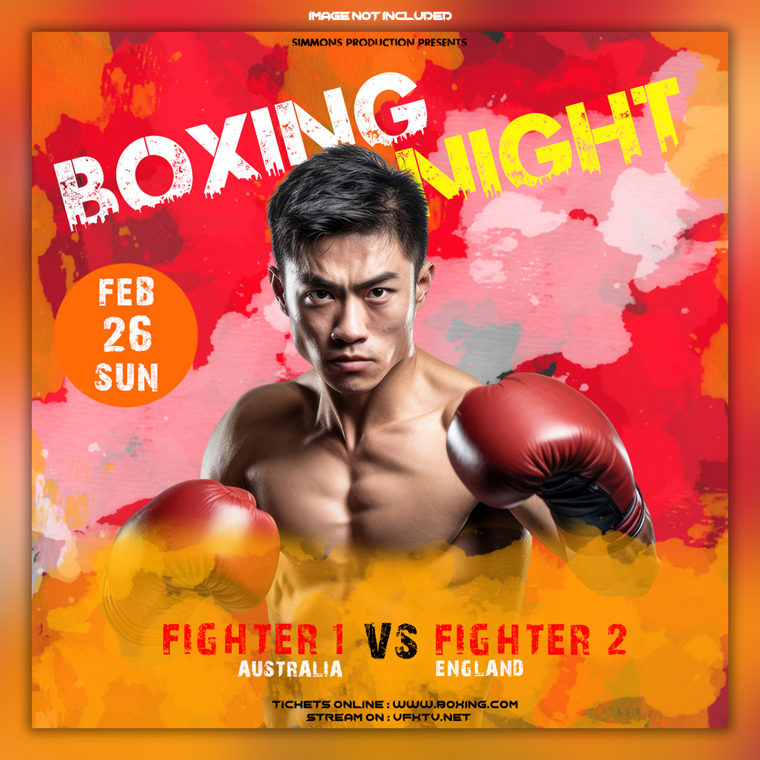 Boxing Poster Template preview image.