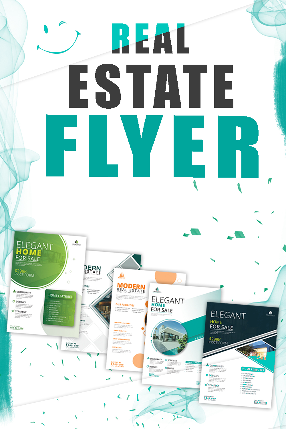 Best 5 Unique Real Estate Flyer Templates - only 15$ pinterest preview image.