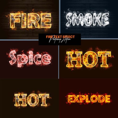 Fire Text Effect Photoshop Action cover image.