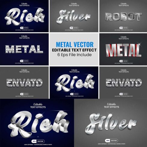 Editable Metal Text Effects cover image.