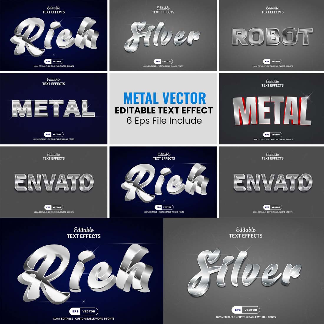 Editable Metal Text Effects cover image.