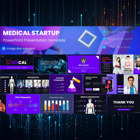 Medical Start-up PowerPoint Presentation Template cover image.
