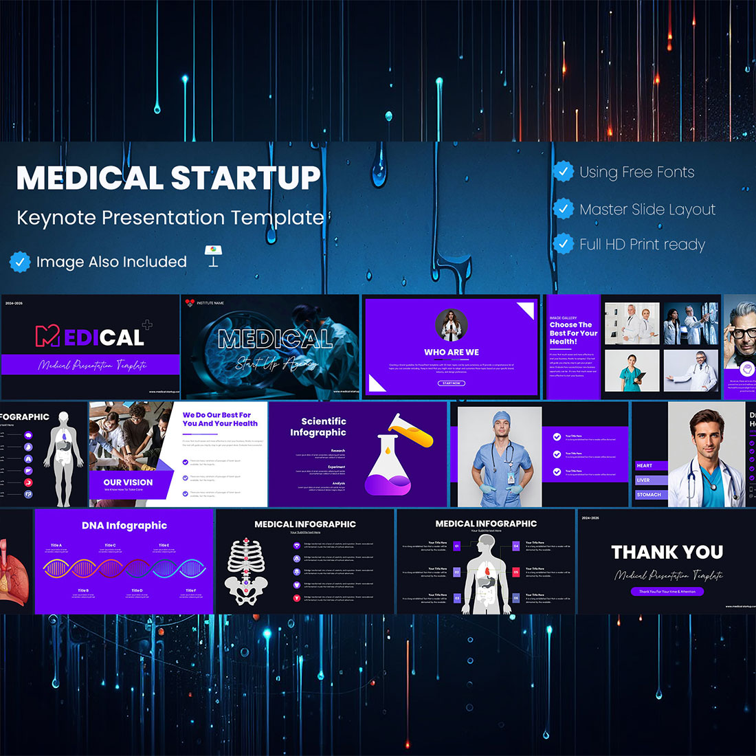 Medical Start-up Keynote Presentation Template cover image.