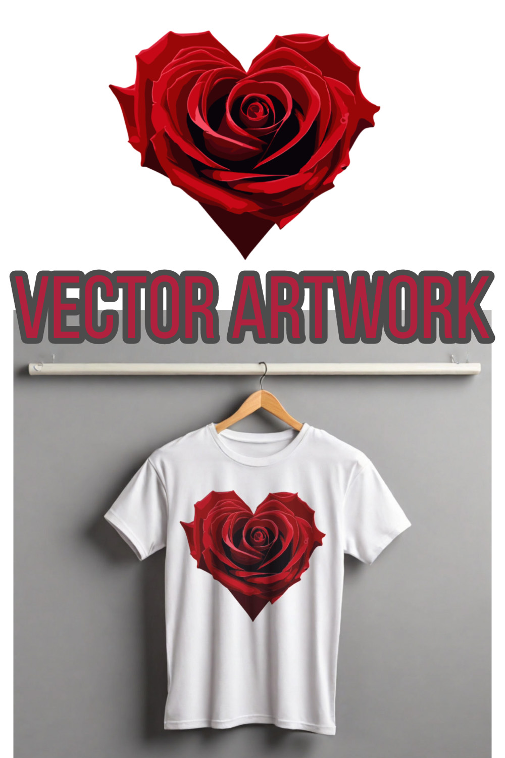 Heart shape rose vector artwork pinterest preview image.