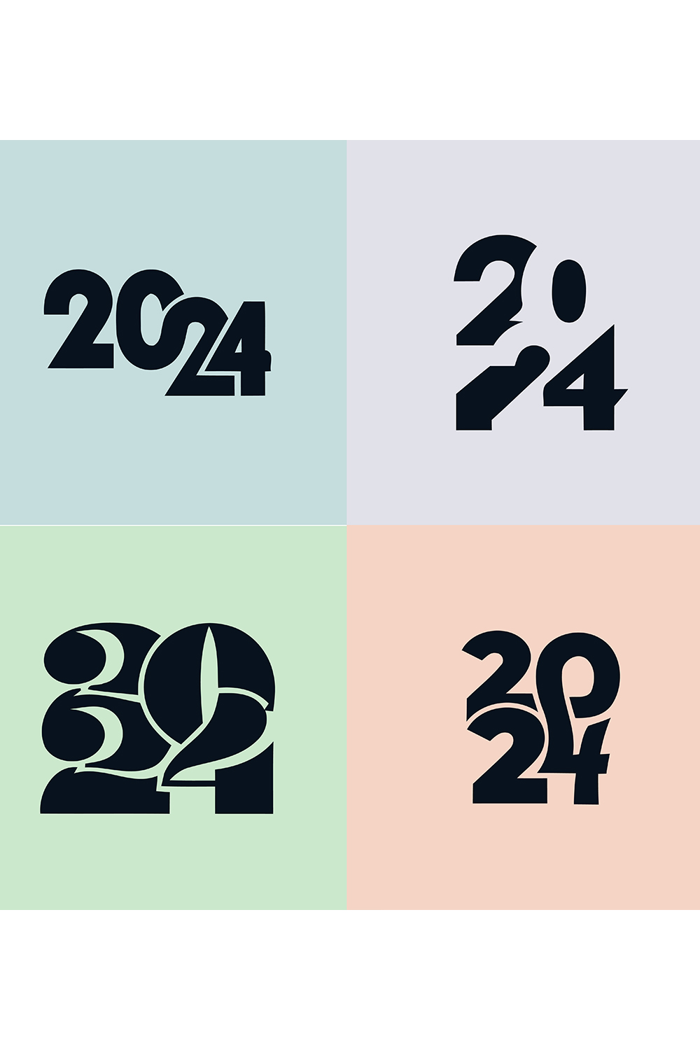 4 Set of 2024 number design template. 2024 - MasterBundles