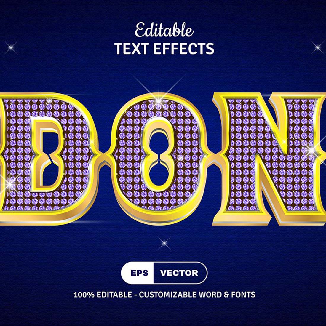 Editable Diamond Vector Text Effect preview image.