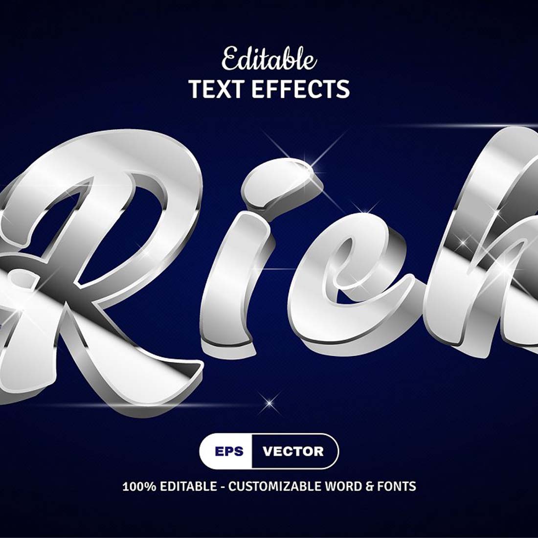 Editable Metal Text Effects preview image.