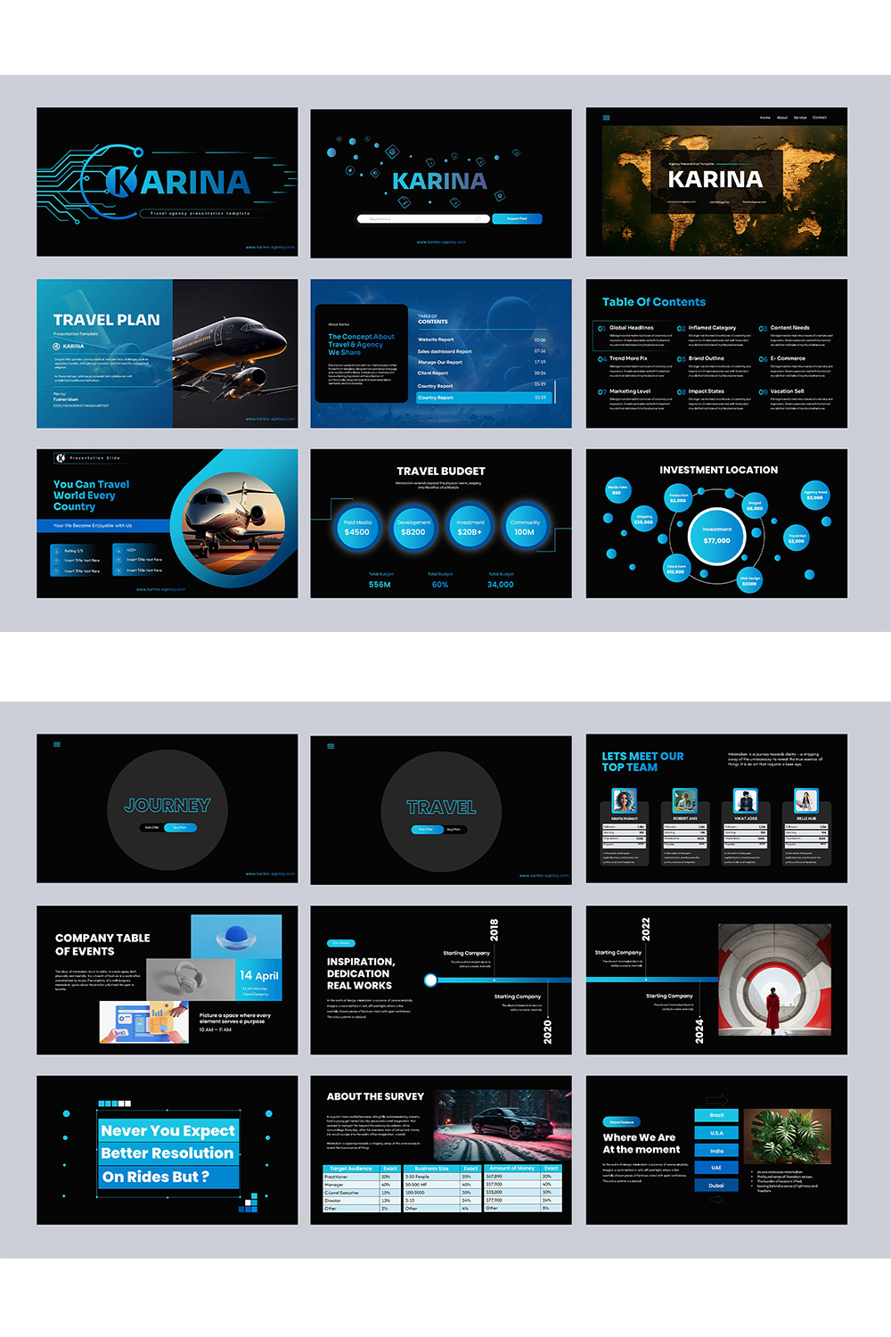 Karina Travel Agency Animated PowerPoint Presentation Template pinterest preview image.