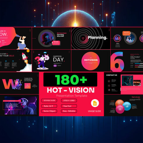 Hot-Vision Google Slide Presentation Template cover image.