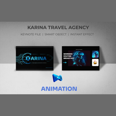 Karina Travel Agency Keynote Presentation Template cover image.