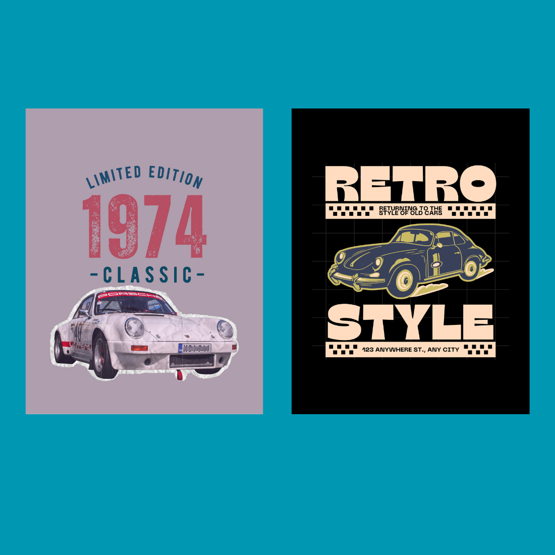 Black Vibe T-Shirts with Vintage Cars Typography preview image.