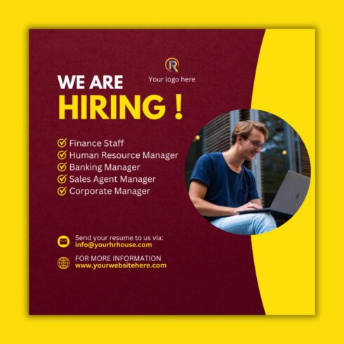We are hiring canva design template cover image.