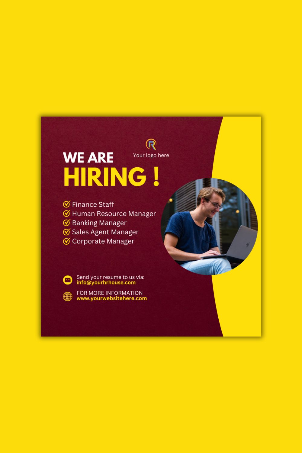 We are hiring canva design template pinterest preview image.