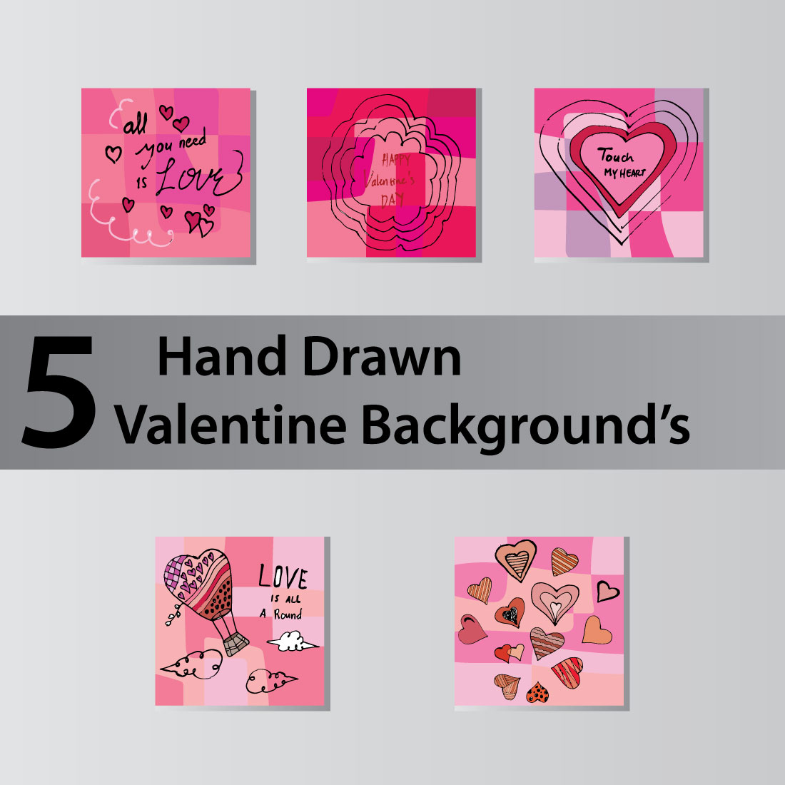 5 Hand Drawn Valentine Background's preview image.