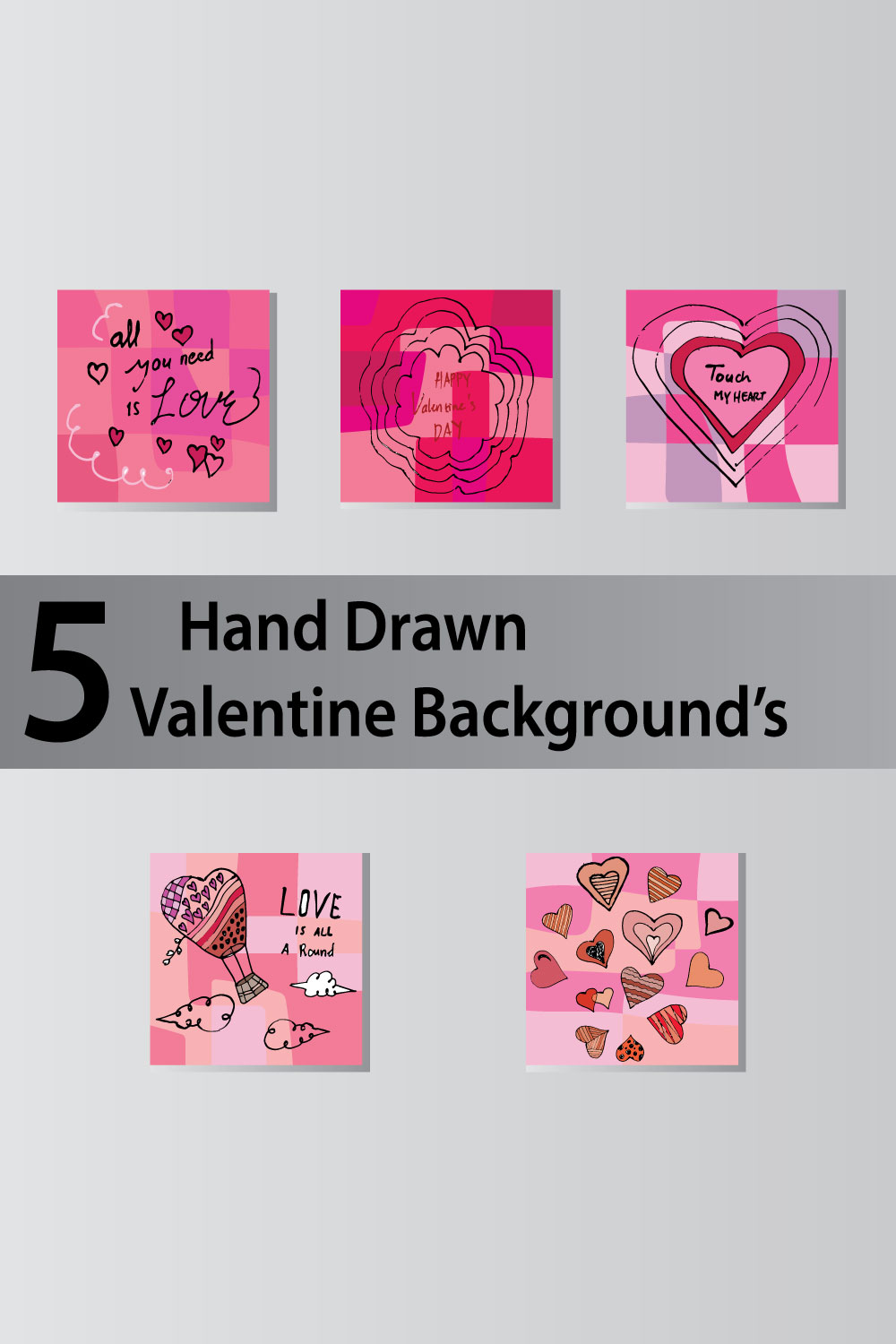 5 Hand Drawn Valentine Background's pinterest preview image.