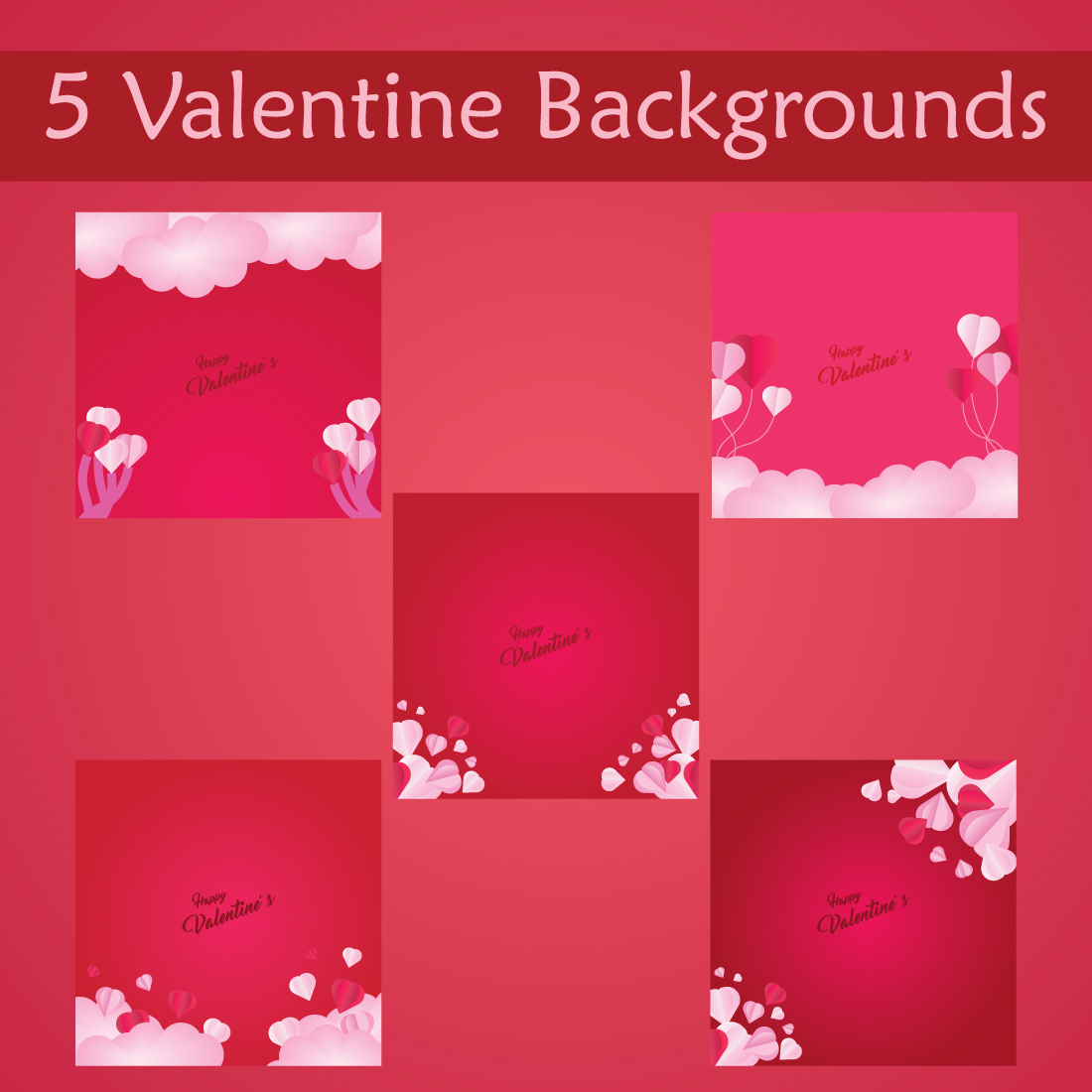 5 Valentine Backgrounds preview image.